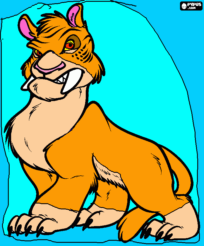 The green tiger, a saber-tooth tiger from Croods coloring page coloring page