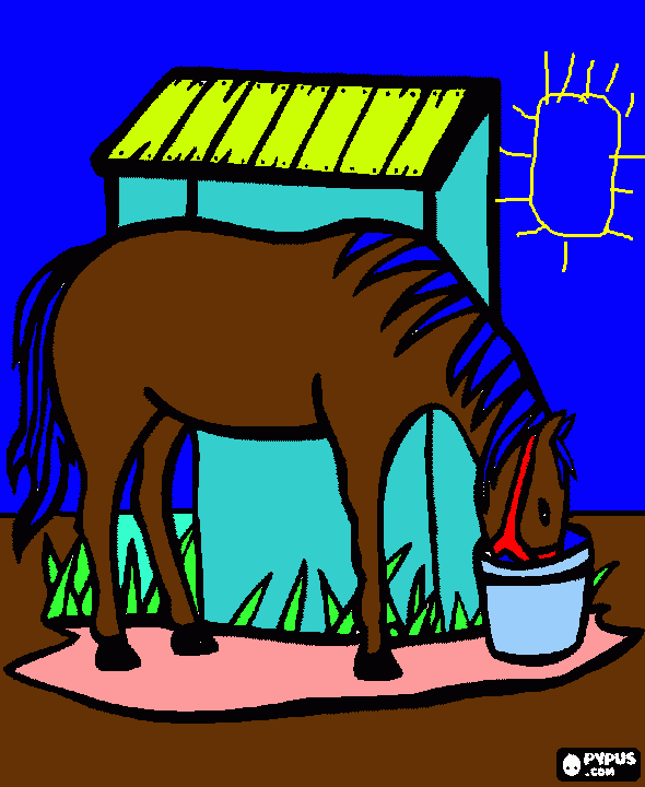 the horse in the stall coloring page