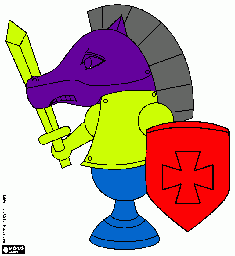 The knight, the second piece of chess of lesser value. coloring page