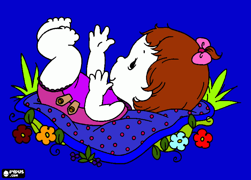 This drawing is of a cute little baby at a happy time! coloring page