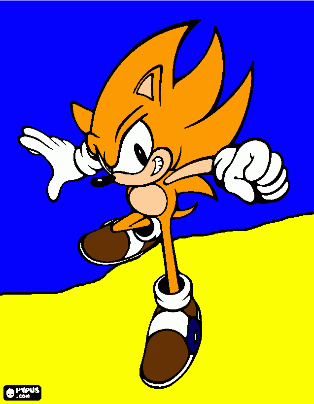 This is recolor of super sonic (cat sonic) coloring page