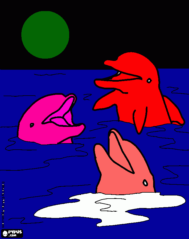 Three Dolphins coloring coloring page
