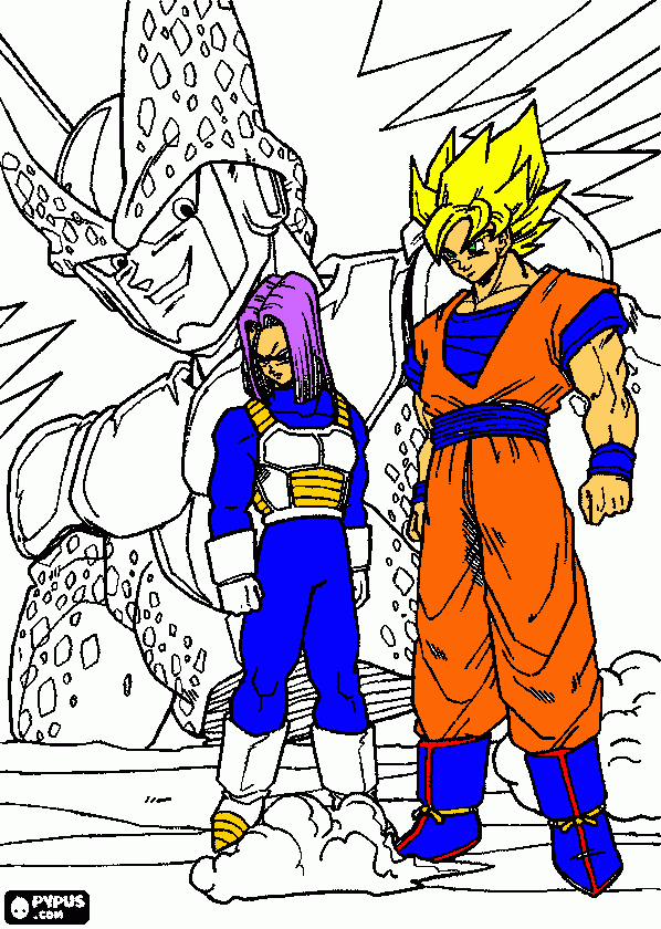 Trunks (Warrior) and SSJ Goku coloring page