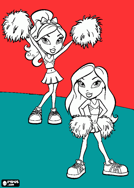 two cheerleaders for school coloring page