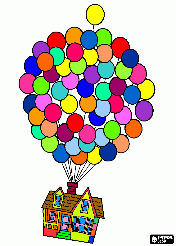 UP HOUSE/Balloo coloring page, printable UP HOUSE/Balloo