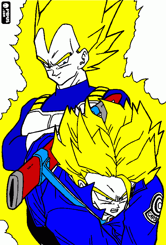 vegeta and trunks, dragon ball z  coloring page