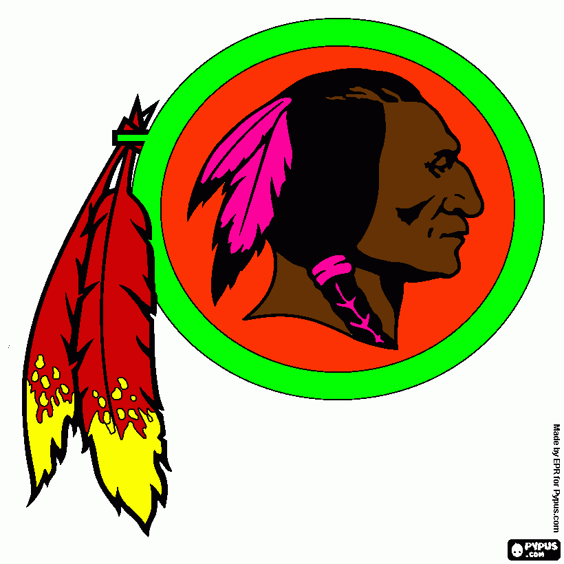 Washington Redskins logo, american football coloring page