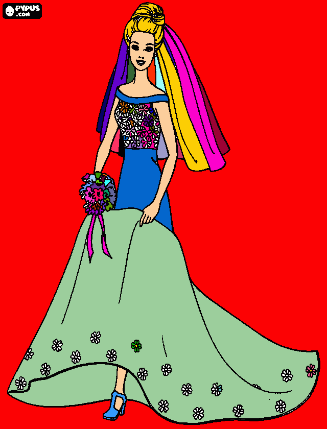 wedding barbie coloring page