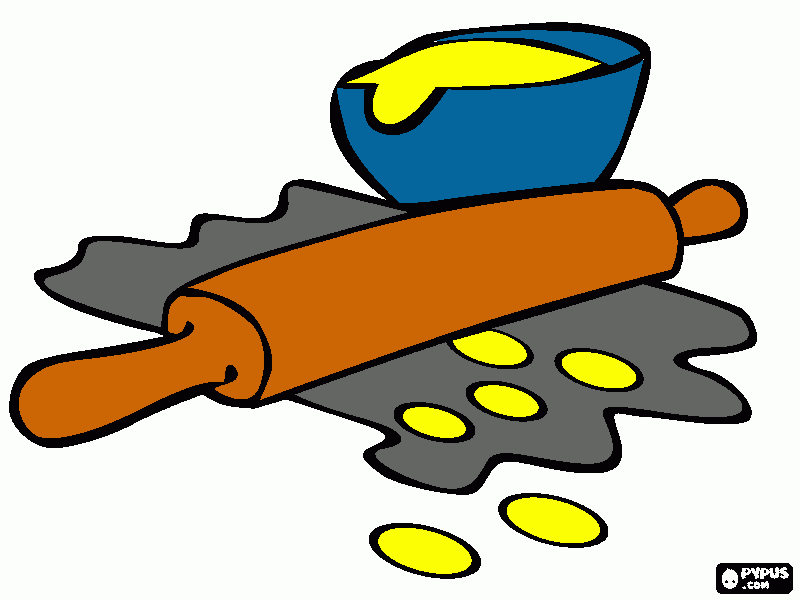 Wooden rolling pin to roll the dough  coloring page