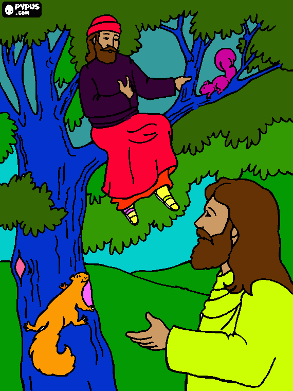 Zacchaeus was a wee little man coloring page