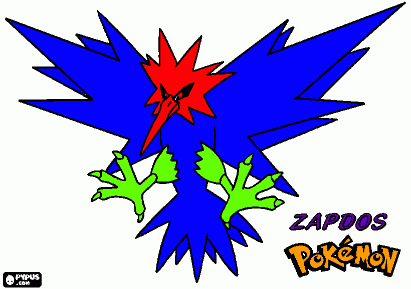 Zapdos is one of the pokémon legendary birds  coloring page