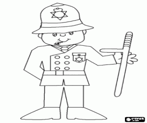 A british bobby with his traditional hat coloring page