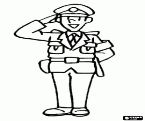 A police officer giving a military salute coloring page