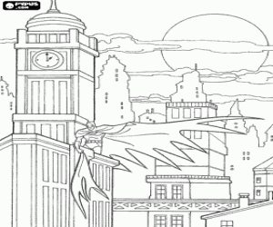 Batman controlling the city of Gotham City coloring page
