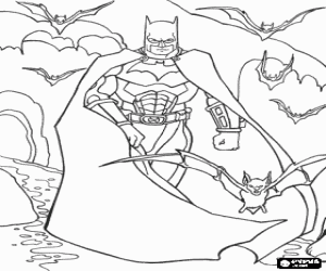 Batman walking with his friends, the bats coloring page